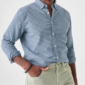 Faherty Gingham Stretch Oxford Shirt 2.0 Ocean Teal